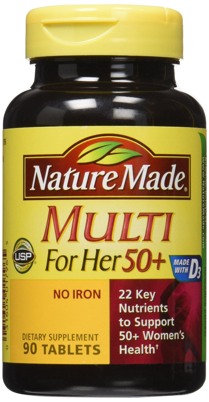 [Australia] - Nature Made Multi For Her 50+ Vitamin & Mineral Tabs, 90 ct (Pack of 2) (Packaging May Vary) 
