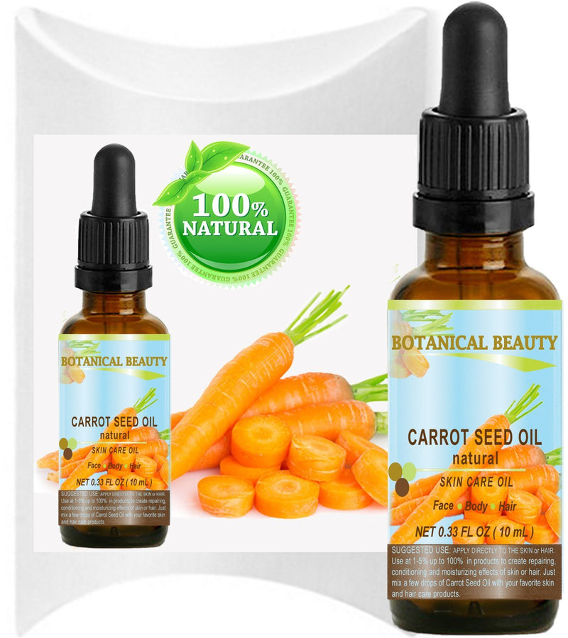 [Australia] - CARROT SEED OIL 100 % Natural Cold Pressed Carrier Oil. 0.33 Fl.oz.- 10 ml. Skin, Body, Hair and Lip Care. "One of the best oils to rejuvenate and regenerate skin tissues.” by Botanical Beauty 