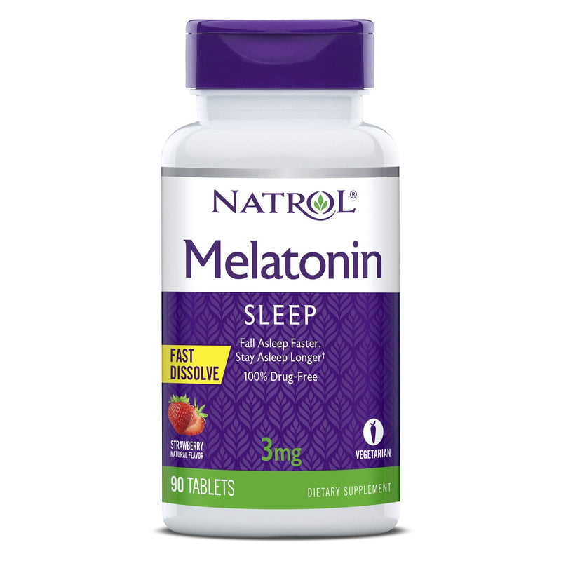 [Australia] - Natrol Melatonin Fast Dissolve Tablets, Helps You Fall Asleep Faster, Stay Asleep Longer, Easy to Take, Dissolves in Mouth, Strengthen Immune System, 3mg, 90 Count 90 Count (Pack of 1) 