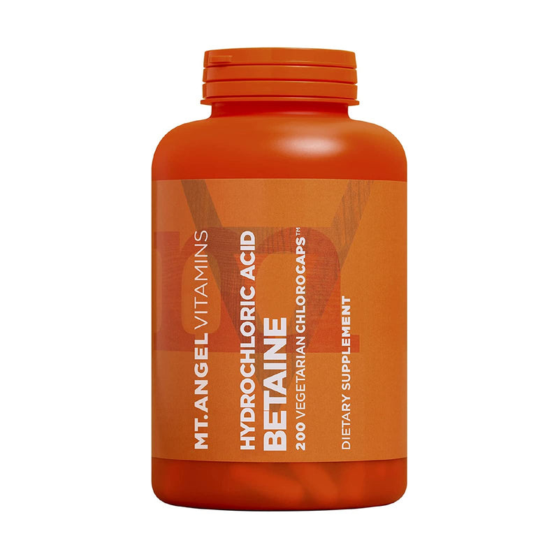 [Australia] - Mt. Angel Vitamins - Hydrochloric Acid Betaine, Supports Healthy Digestion & Gastric Juices (200 Vegetarian Chlorocaps) 200 Count (Pack of 1) 