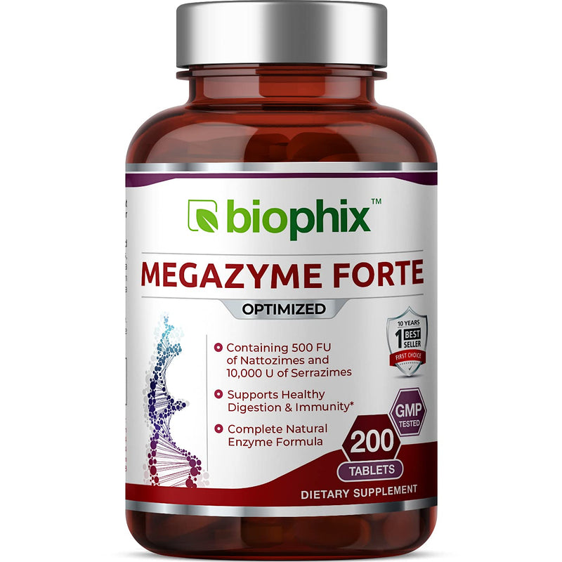[Australia] - Megazyme Forte 200 Tablets - Natural Plant Proteolytic Enzymes Nattozimes Serrazimes Supports Digestive System Immune Health 