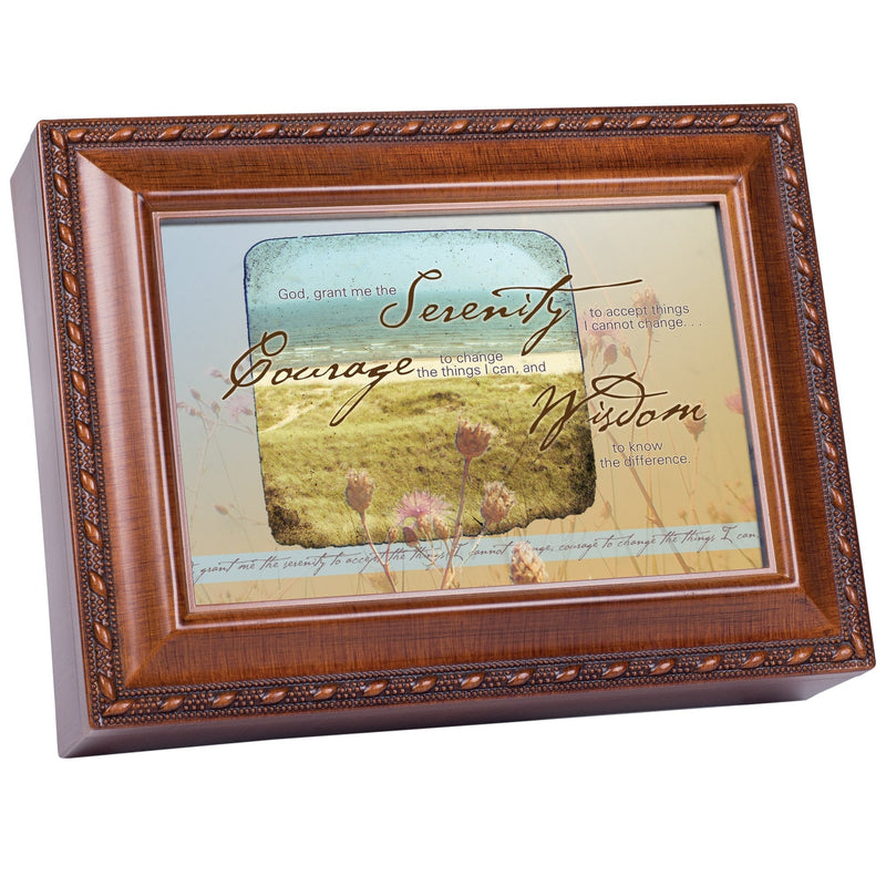 [Australia] - Cottage Garden Serenity Prayer Woodgrain Music Box/Jewelry Box Plays How Great Thou Art 