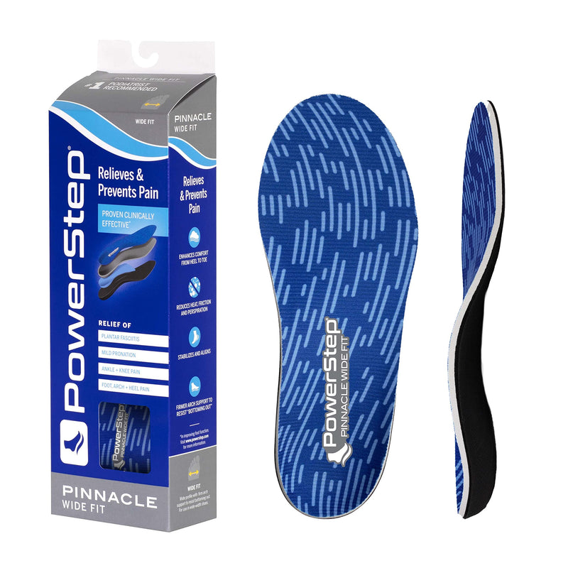 [Australia] - PowerStep Pinnacle Wide Fit, Neutral Arch Support, Wide Fit Insole for Shoe Widths 3E-6E, Plantar Fasciitis Pain Relief Men's 8-8.5 / Women's 10-10.5 Grey 