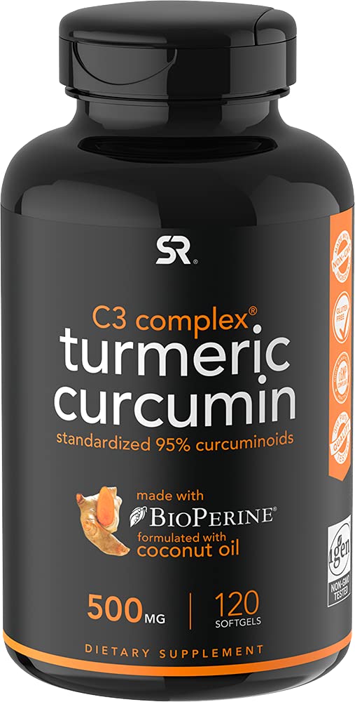 [Australia] - Turmeric Curcumin C3 Complex 500mg, Enhanced with Black Pepper & Organic Coconut Oil for Better Absorption; Non-GMO & Gluten Free - 120 Count 120 Count (Pack of 1) Softgels 