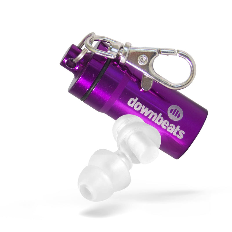 [Australia] - DownBeats Reusable High Fidelity Hearing Protection: Ear Plugs for Concerts, Music, and Musicians (Clear Ear Plugs, Purple Case) Small Clear Ear Plugs, Purple Case 
