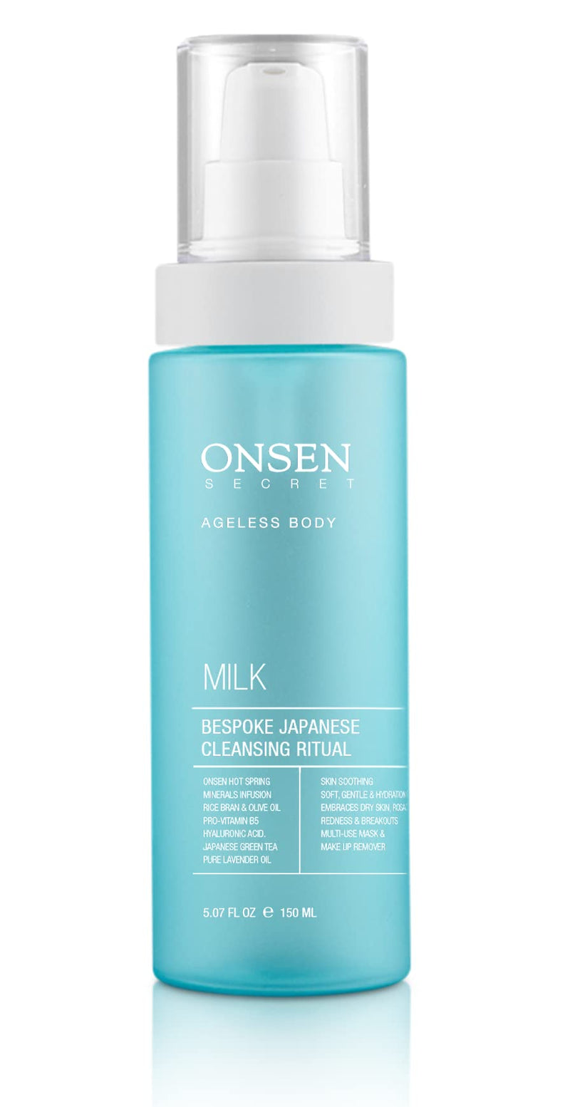 [Australia] - Onsen Secret Japanese Cleansing Milk Face Wash, Anti Aging Gentle Cleanser, Makeup Remover, Cleansing Milk for Sensitive Skin, All Natural, Purifying Organic, Non Foaming Facial Cleanser - 5.07 fl oz/150 ml Milk Cleanser 