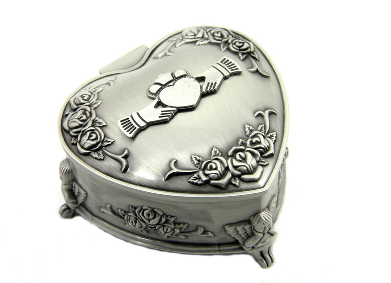 [Australia] - Claddagh Celtic Jewelry Box Heart-Shaped Pewter Made in Ireland 