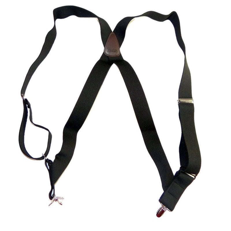 [Australia] - Holdup Black Trucker Style Hip-clip X-back Suspenders with patented no-slip silver-tone clips 