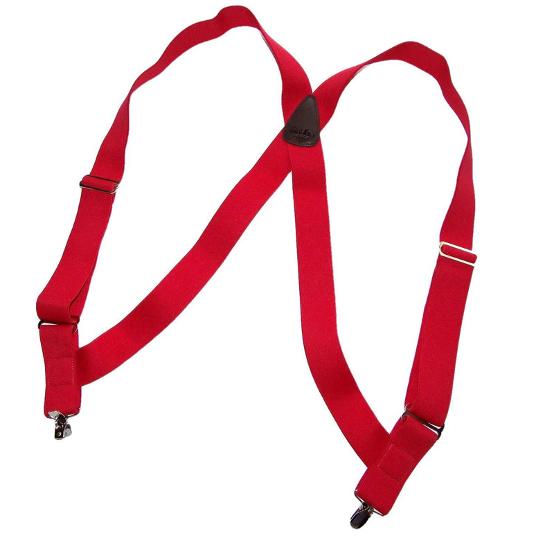 [Australia] - Holdup Brand Red Trucker Style Hip-clip Series Suspenders with silver no-slip clips 