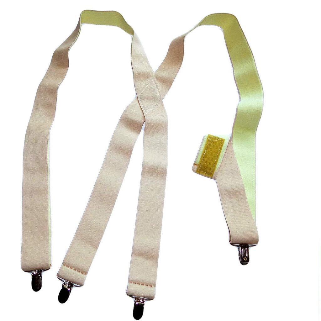 [Australia] - Holdup Suspender Company Hidden Undergarment X-back Beige Suspenders with No-slip Silver Clips 