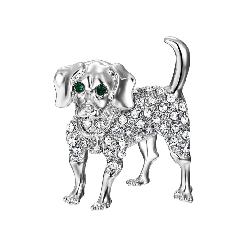 [Australia] - EVER FAITH Austrian Crystal Dog Brooch Silver-Tone Clear 