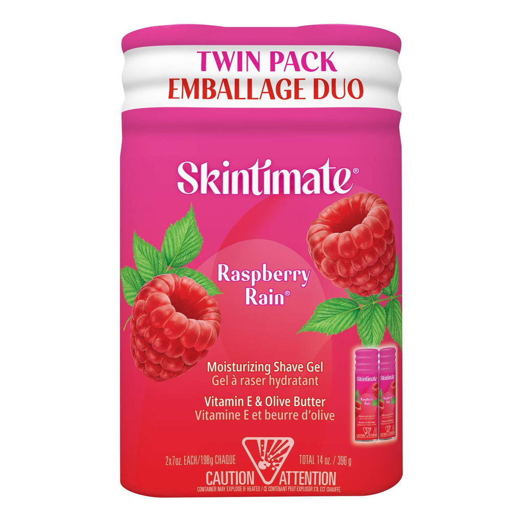 [Australia] - Skintimate PX-564 Signature Scents Moisturizing Shave Gel for Women, Raspberry Rain Scent with Vitamin E and Olive Butter - 7 Ounce Twin Pack 