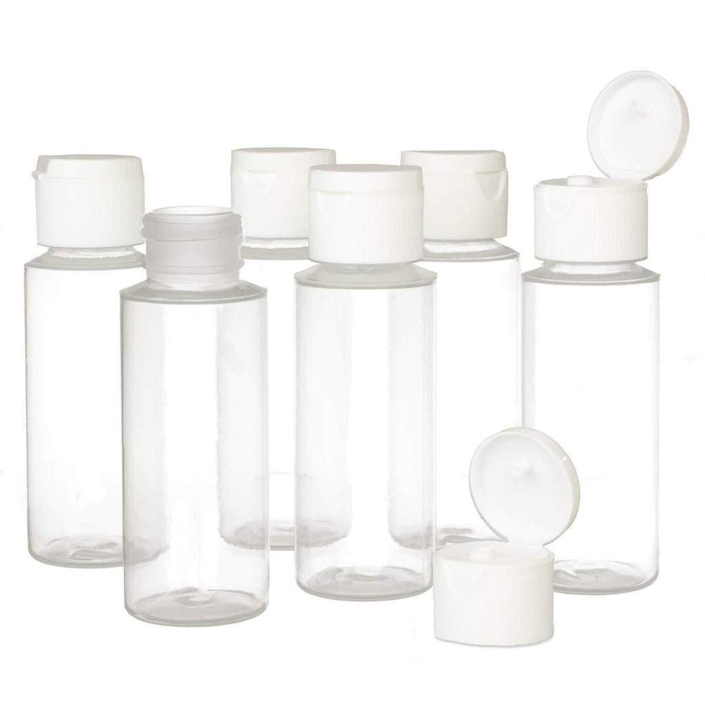 [Australia] - 2oz Clear Plastic Empty Squeeze Bottles with Flip Cap - BPA-free - Set of 6 - TSA Travel Size 2 Ounce - By Chica and Jo 