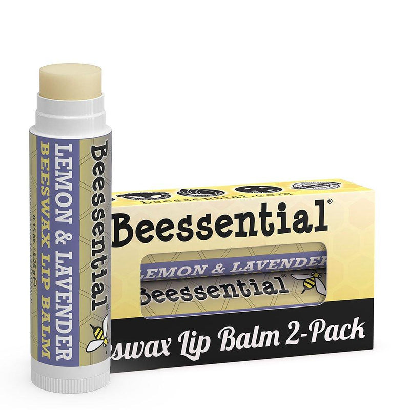 [Australia] - Beessential All Natural Lemon Lavender Lip Balm 2 pack - Voted Best for Dry and Chapped Lips – Great for Men, Women, and Children – Moisturizing Beeswax, Coconut, Shea and Cupuacu Butter 2 Count 