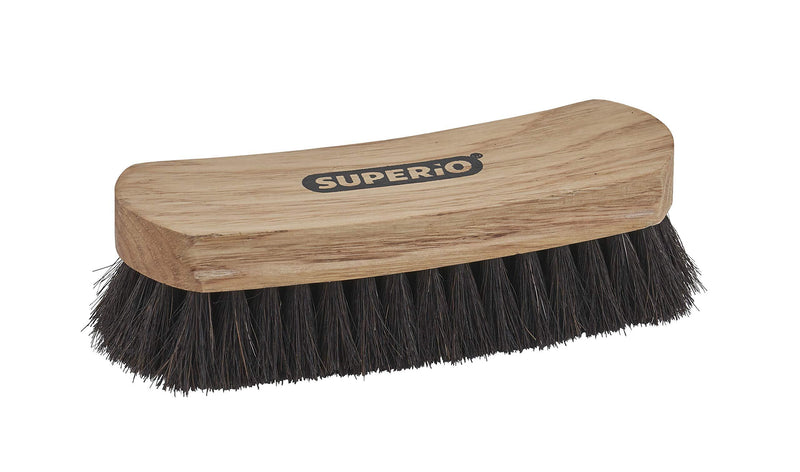 [Australia] - Horsehair Shoe Brush, Premium Genuine Brush for Cleaning Shoes, Soft Horse Hair Bristles, 7” Concave Wood Handle with Comfort Grip, Shoe Buff Brush, Boots & Other Leather Care. by Superio 1 