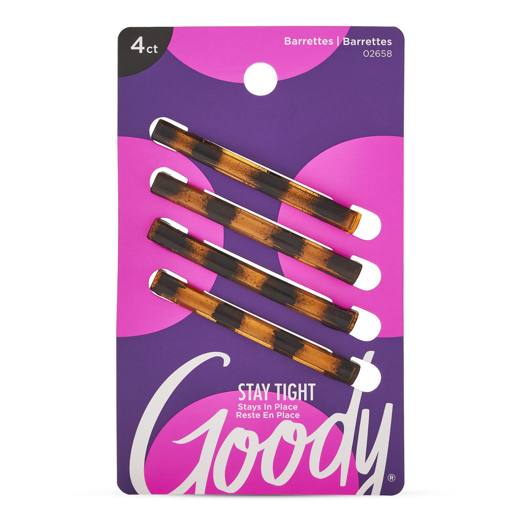 [Australia] - Goody Hair Barrettes Clips - 4 Count, Mock Tort - Slideproof and Lock-In Place - Suitable for All Hair Types - Pain-Free Hair Accessories for Men, Women, Boys, and Girls - All Day Comfort 