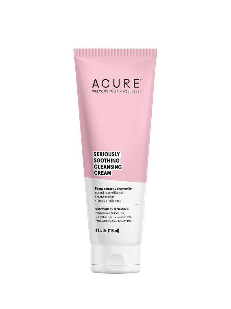 [Australia] - ACURE Seriously Soothing Cleansing Cream | 100% Vegan | For Dry to Sensitive Skin | Peony Extract & Chamomille - Soothes , Hydrates & Cleanses | 4 Fl Oz 