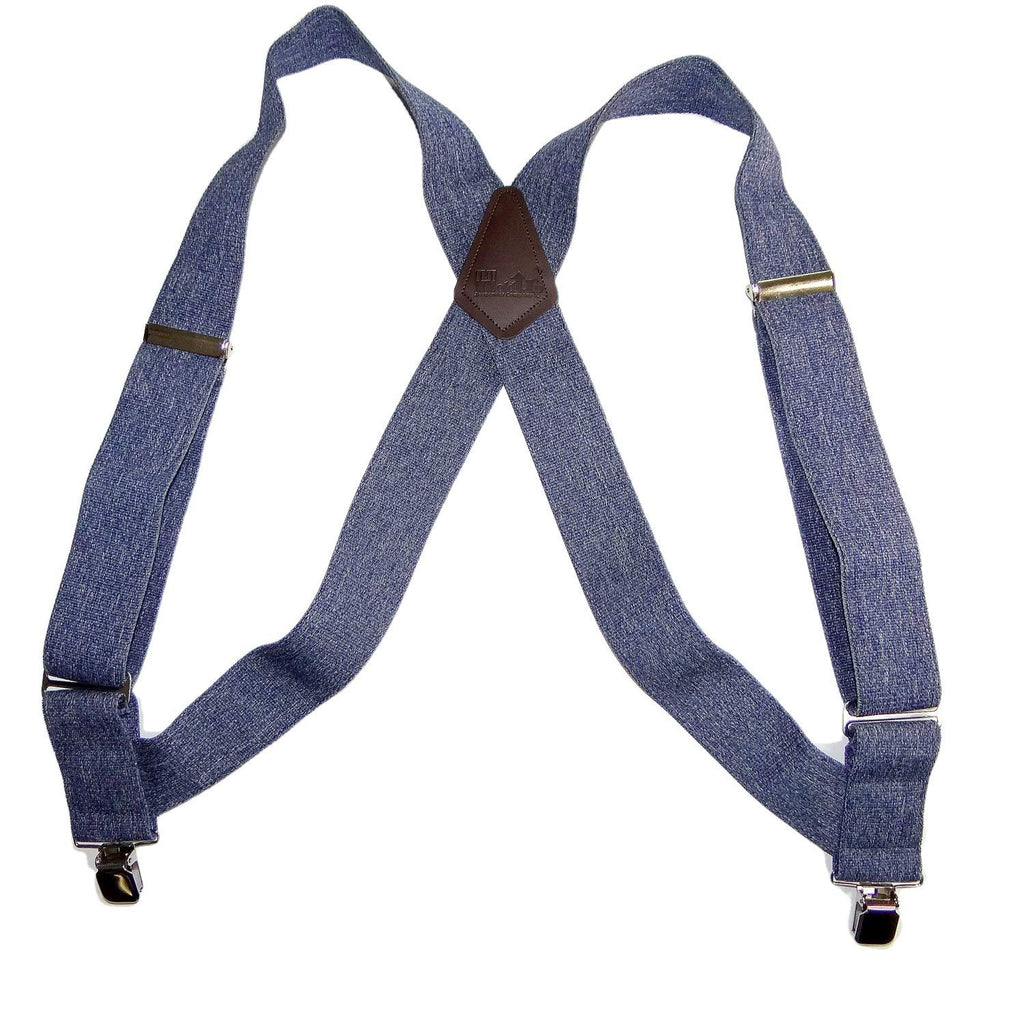 [Australia] - Hold-Up Dark Denim Trucker Style 2" Wide Hip-Clip Suspenders with No-slip Clips 