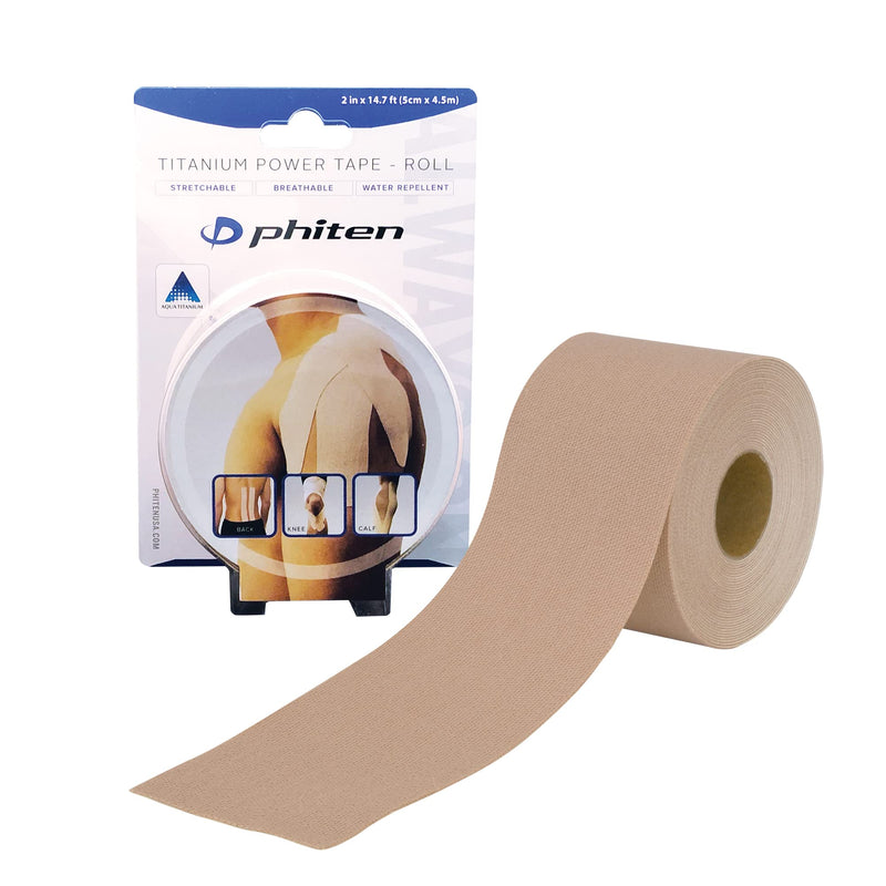 [Australia] - Phiten X30 Titanium Power Tape Roll - Water-Resistant Kinesiology Tape for Muscle, Knee, Shoulder and Joint Support - Professional Sports Therapeutic Athletic Kinesio Tape - Beige, 2” x 14.7’ brown 2" x 14.7' 