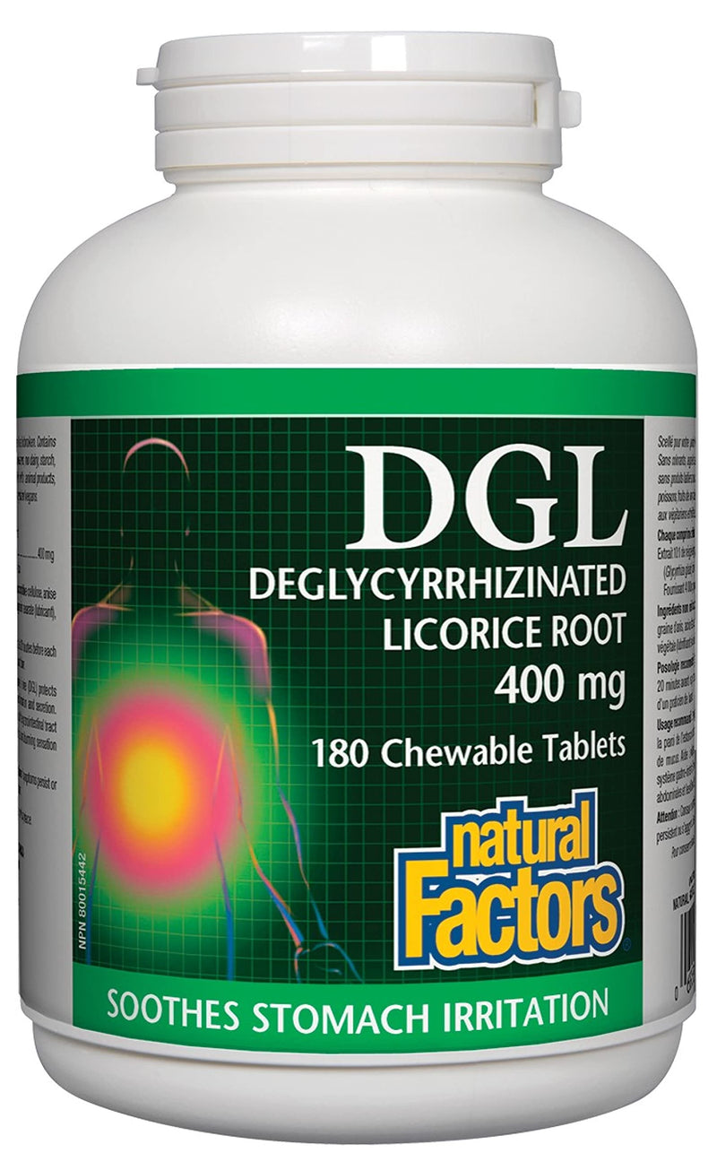 [Australia] - Natural Factors, DGL Licorice Root Extract, Natural Digestive Relief, 180 Tablets 180 Count (Pack of 1) 