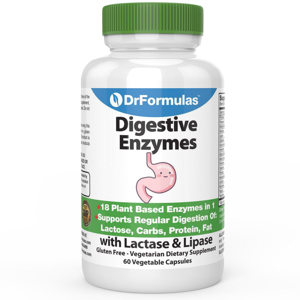 [Australia] - DrFormulas Digestive Enzymes for Bloating Relief, Gas, Lactose Intolerance, Digestion Support with Lactase, Amylase, Lipase, Bromelain, Protease, 60 Capsules 60 Count (Pack of 1) 