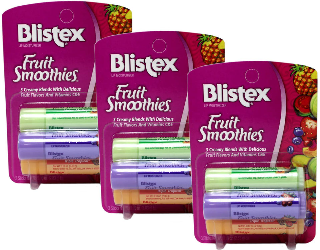 [Australia] - Blistex Fruit Smoothies Lip Moisturizers 3 Sticks 0.10 oz each Pack of 3 