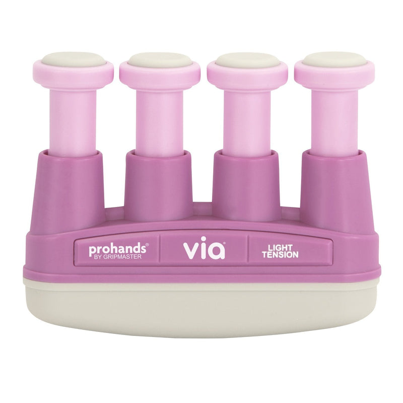 [Australia] - PROHANDS VIA Hand Exerciser, Finger Exerciser (Hand Grip Strengthener), Spring-Loaded, Finger-Piston System, Isolate and Exercise Each Finger 4 lb (Light Tension) Pink - Via 