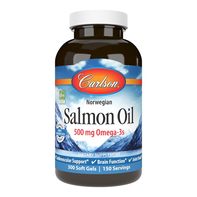 [Australia] - Carlson - Salmon Oil, 500 mg Omega-3s, Norwegian, Heart, Brain & Joint Health, 300 Softgels 