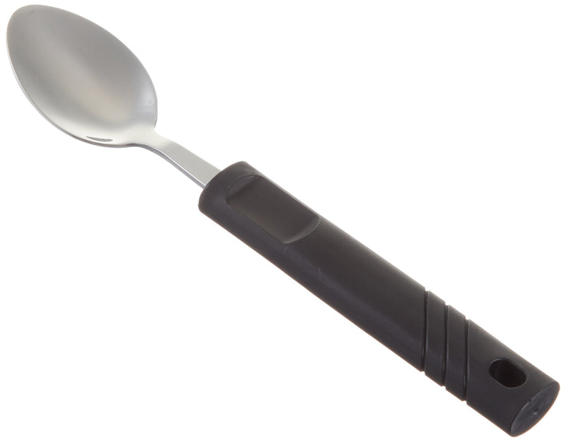 [Australia] - Sammons Preston Lightweight Stainless-Steel Teaspoon, 7.125" Long, 1.1 oz, Durable Black Nylon Handle, Light Weight Utensil for Eating with Arthritis or Weak Grip, Outdoor Dining & Camping Cutlery 