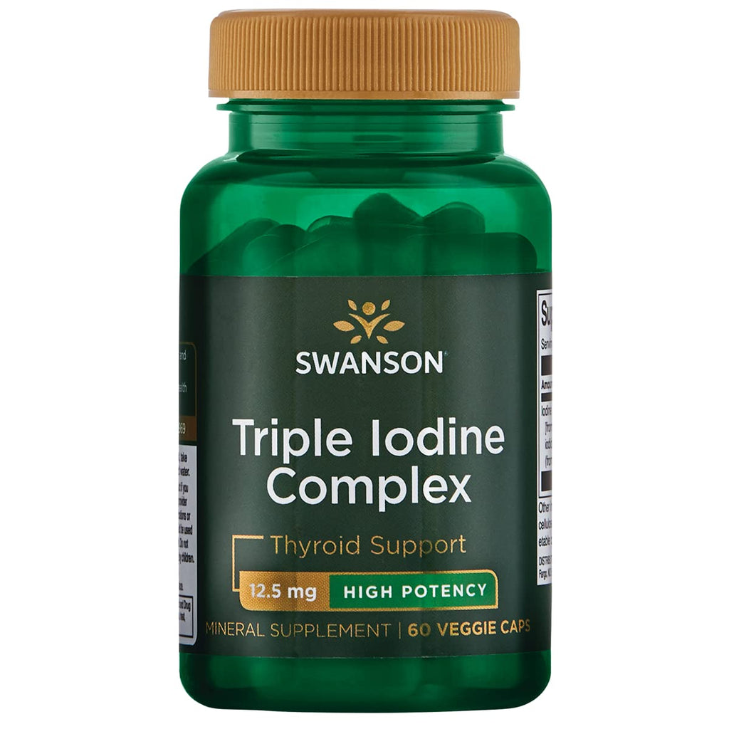 [Australia] - Swanson Triple Iodine Complex-Natural Supplement for Vital Thyroid Support-Promotes Metabolic Function, Increased Red Blood Cell Production, & Heart Health-(60 Veggie Capsules, 12.5mg Each) 1 Pack 
