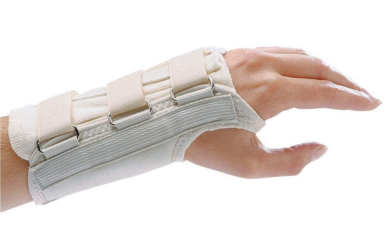 [Australia] - Rolyan-59952 D-Ring Left Wrist Brace, Size Small Fits Wrists 5.75"-6.5", 6.5" Regular Length Support, Beige Brace with Straps and D-Ring Connectors to Secure and Stabilize Hands and Wrists 