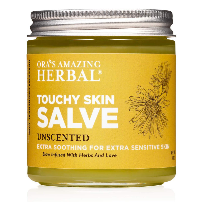[Australia] - Touchy Skin Salve, Eczema Cream, Calendula Ointment, Hand Salve, Sensitive Skin, Dry Hands, Unscented, Ora's Amazing Herbal Touchy Skin 4 Ounce 
