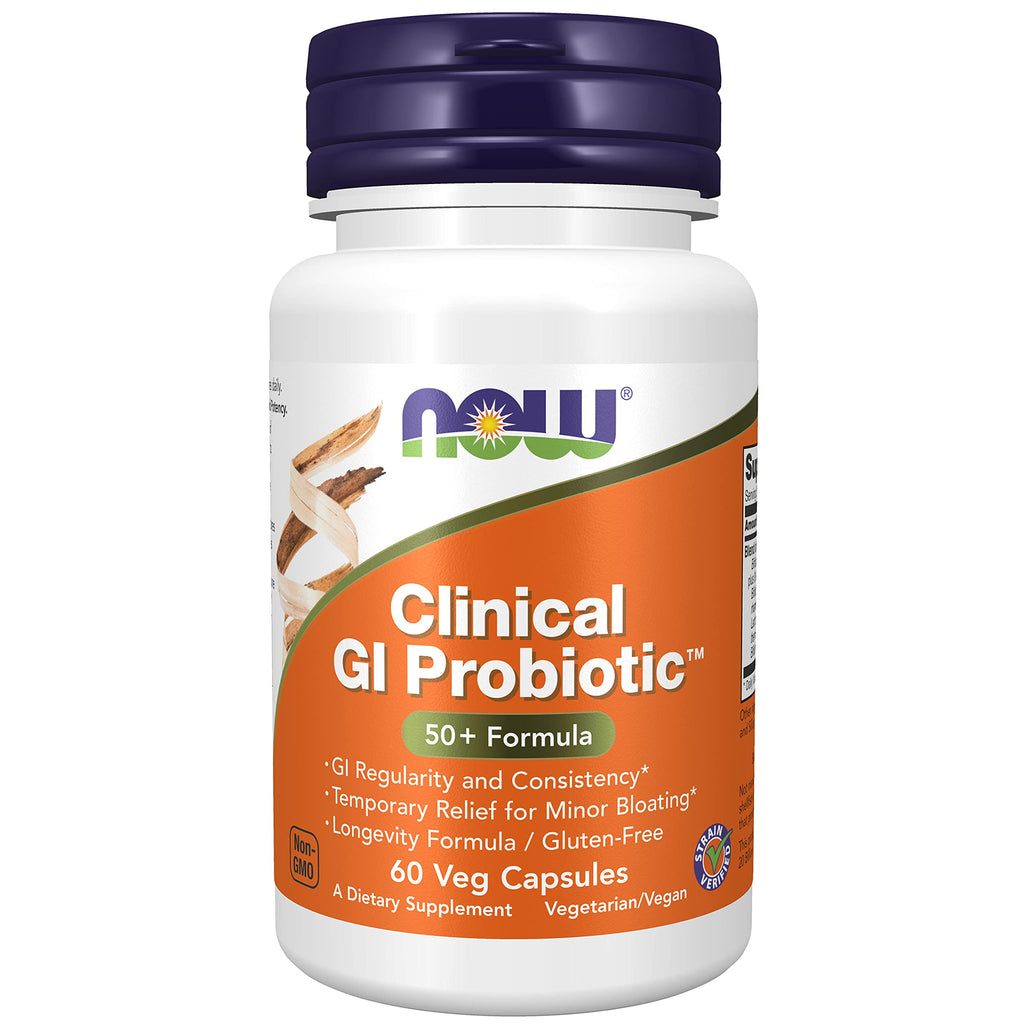 [Australia] - NOW Supplements, Clinical GI Probiotic™, 50+ Formula, Strain Verified, 60 Veg Capsules 