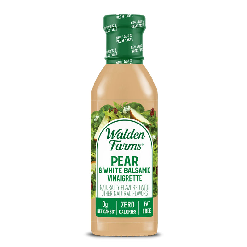 [Australia] - Walden Farms Pear White Balsamic Vinaigrette Dressing, 12 oz. Bottle, Fresh and Delicious Salad Topping, Sugar Free 0g Net Carbs Condiment, Sweet and Tangy 