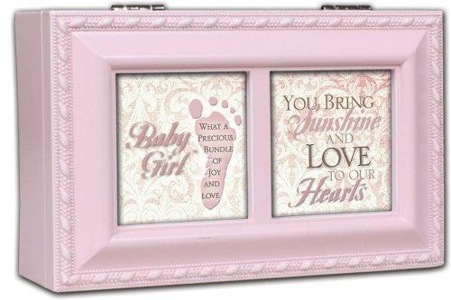 [Australia] - Cottage Garden Baby Girl Distressed Pink Petite Music Box/Jewelry Box Plays Brahms Lullaby 