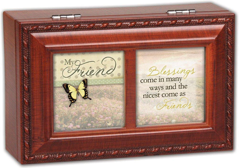 [Australia] - Cottage Garden My Friend Blessings Woodgrain Petite Music Box/Jewelry Box Plays That�S What Friends are for 