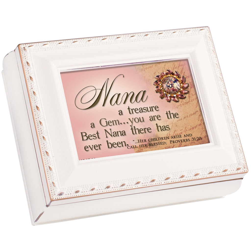 [Australia] - Cottage Garden Nana Treasure Blessed Ivory Rope Trim 4.5 x 3.5 Tiny Square Jewelry Keepsake Box 