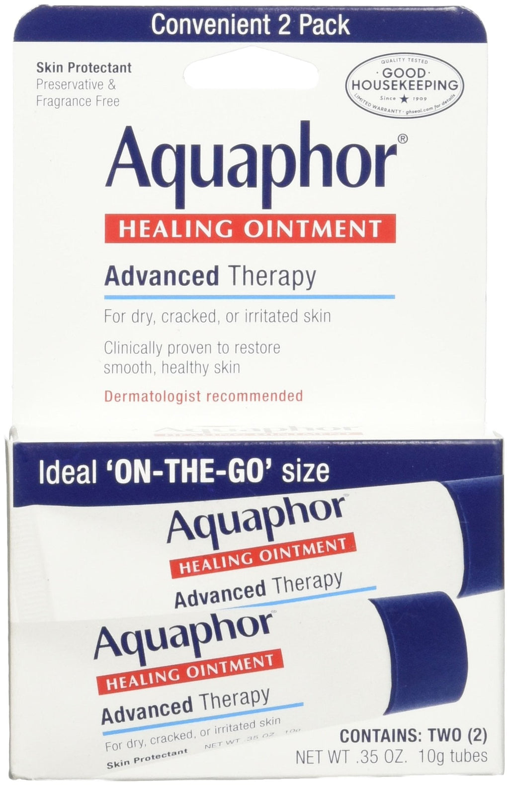 [Australia] - Aquaphor Healing Skin Ointment, Advanced Therapy, 2 Pack, 0.35 oz ea 0.35 Ounce (Pack of 2) 