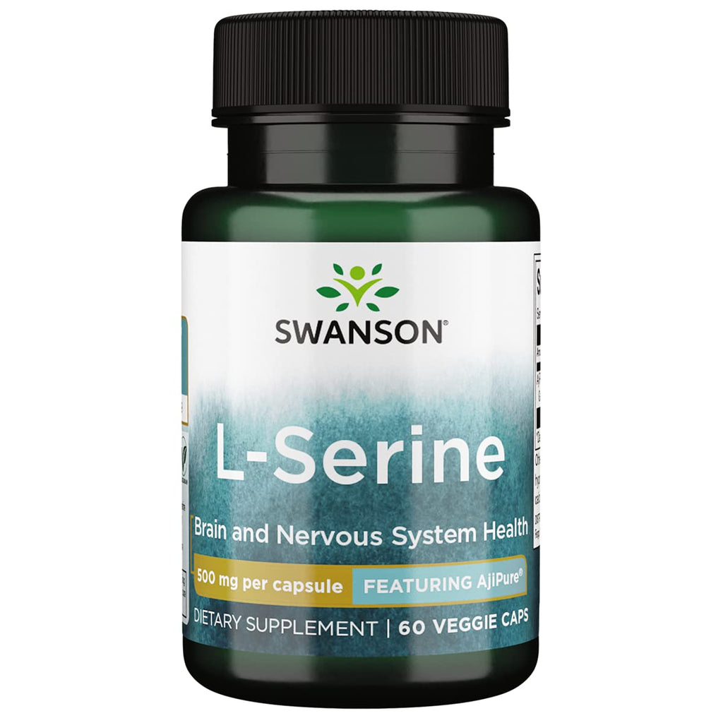 [Australia] - Swanson Ajipure L-Serine Pharmaceutical USP Grade High Purity Amino Acid Supplement Cognitive Function Brain Health 500 mg 60 Veggie Capsules 1 