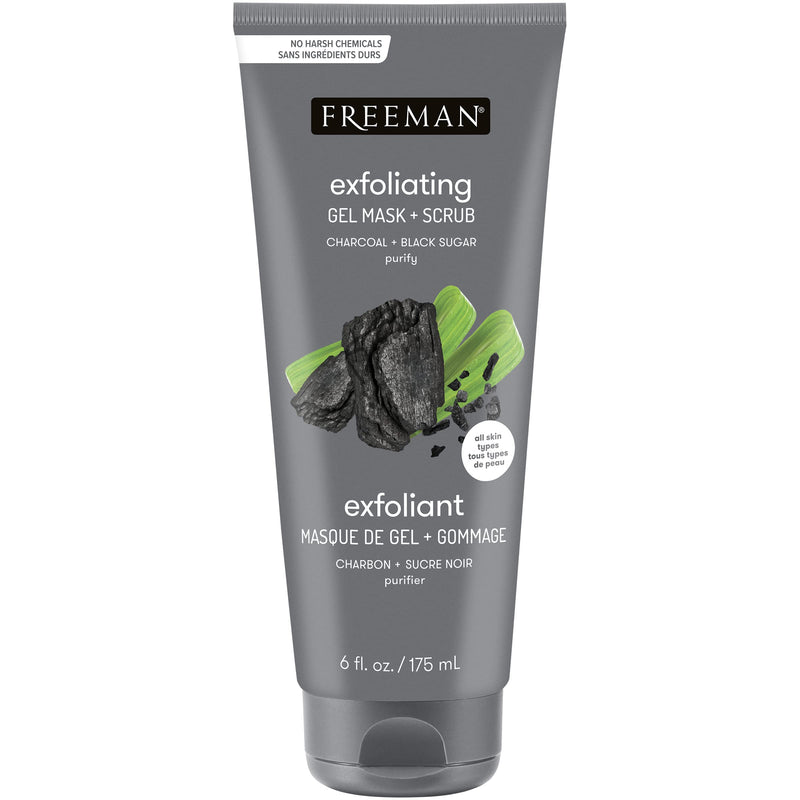 [Australia] - Freeman Polishing Charcoal Gel Facial Mask and Scrub, Oil Absorbing and Exfoliating Beauty Face Mask with Black Sugar, 6 oz 