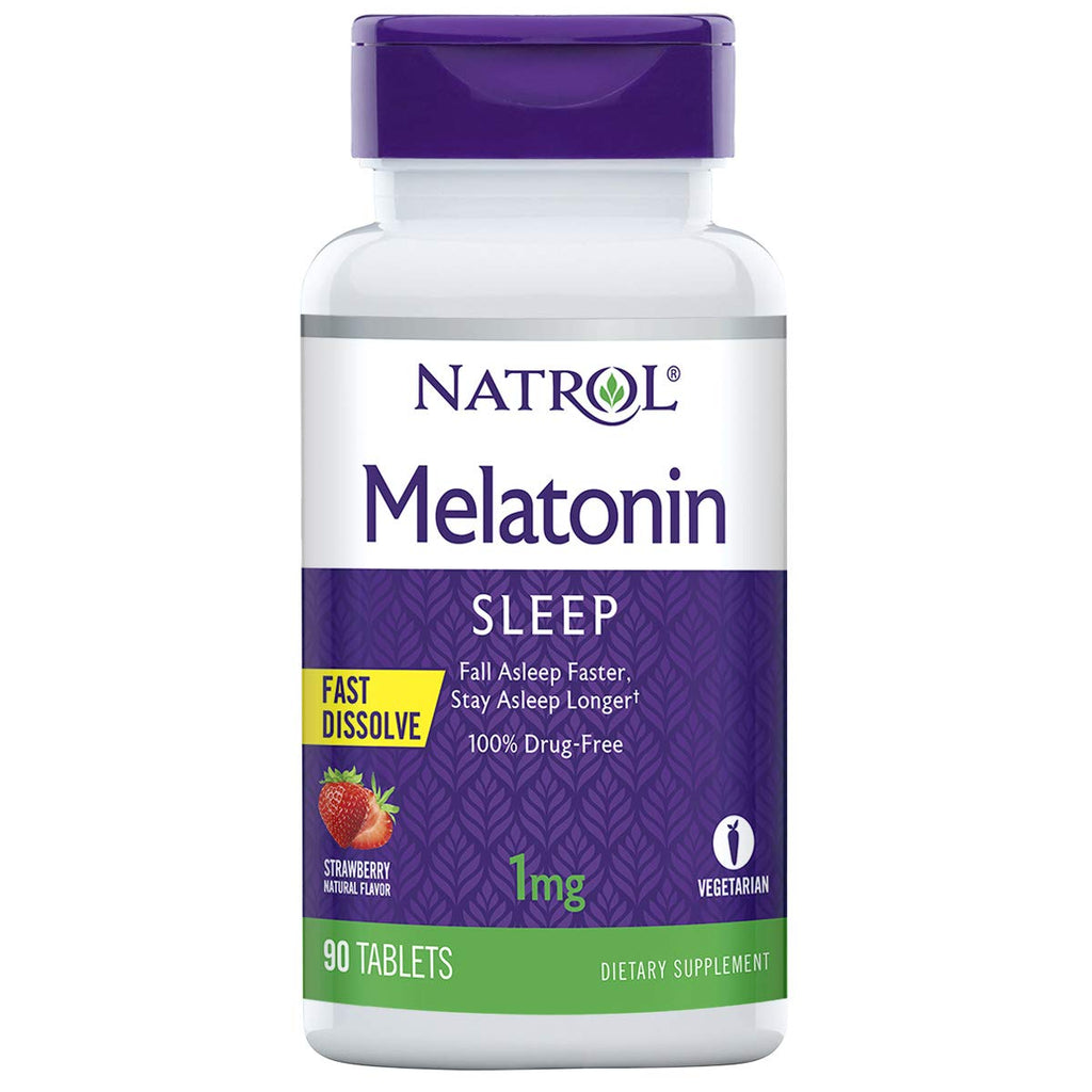 [Australia] - Natrol Melatonin Fast Dissolve Tablets, Helps You Fall Asleep Faster, Stay Asleep Longer, Easy to Take, Dissolves in Mouth, Strengthen Immune System, Maximum Strength, Strawberry Flavor, 1mg, 90 Count 