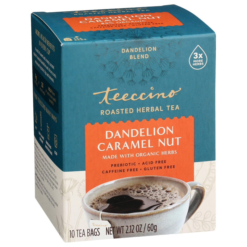 [Australia] - Teeccino Dandelion Tea – Caramel Nut – Rich & Roasted Herbal Tea That’s Caffeine Free & Prebiotic with Detoxifying Dandelion Root, 10 Tea Bags 