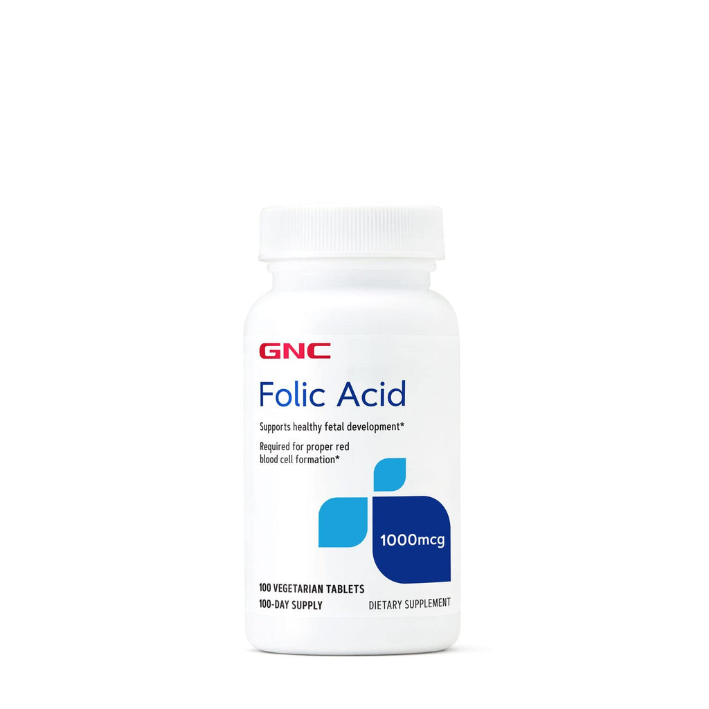 [Australia] - GNC Folic Acid 1000 mcg | Supports Healthy Fetal Development, Required for Proper Red Blood Cell Formation, Vegetarian Formula | 100 Tablets 