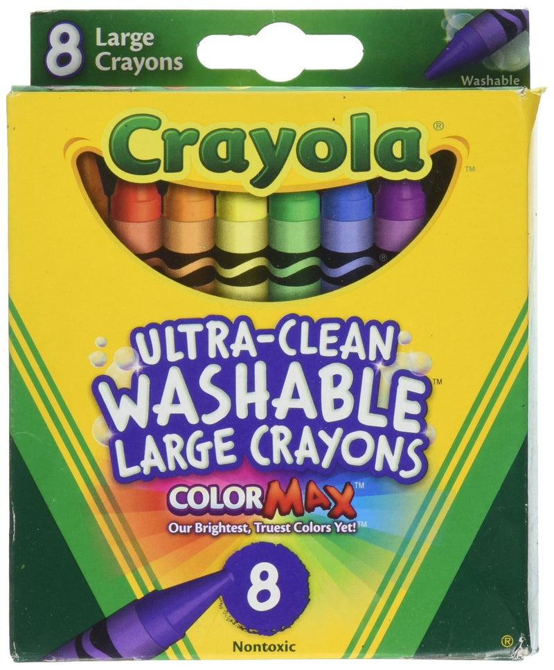 [Australia] - Crayola Washable Crayons, Large, 8 Colors - 2 Packs 8 Count (Pack of 2) 