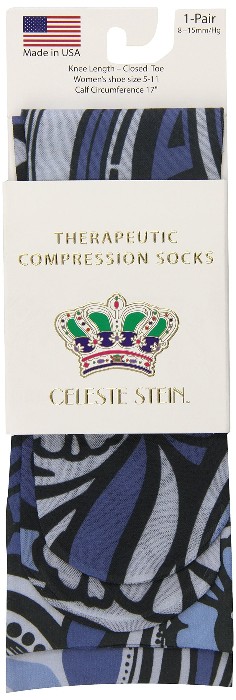 [Australia] - Celeste Stein Therapeutic Compression Socks, Blue Megan, 8-15 mmHg, Mild, CMPS-1760 