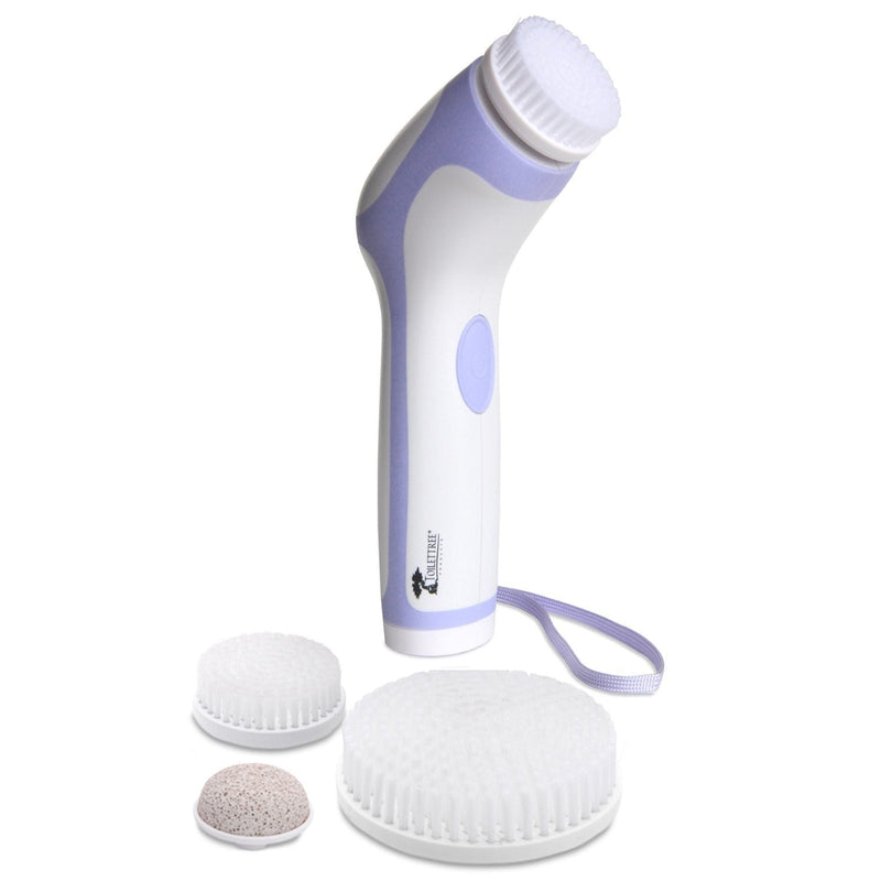 [Australia] - Skin Cleansing System Facial Brush & Body Care Kit for Women & Men. Includes 4 different heads - Large Body Brush, Soft Face Brush, Regular Face Brush and Pumice Stone. Water-Resistant. Purple 