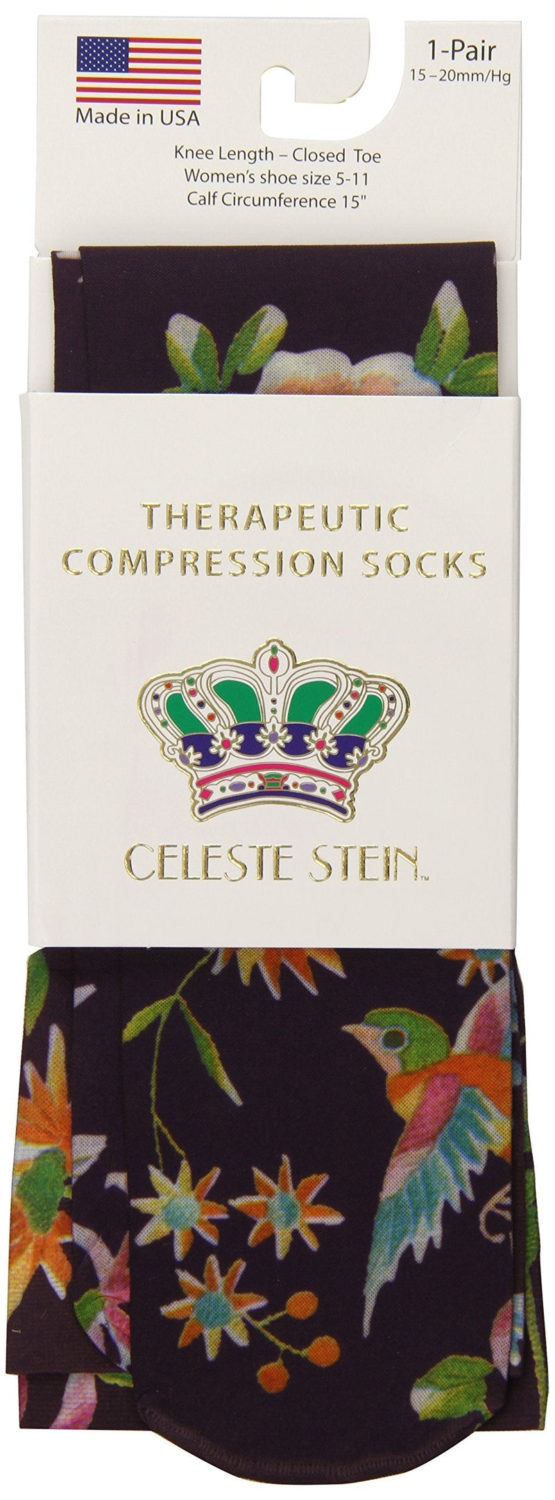 [Australia] - Celeste Stein Therapeutic Compression Socks, Black Fredrick's Dynasty, 15-20 mmhg, 1-Pair 