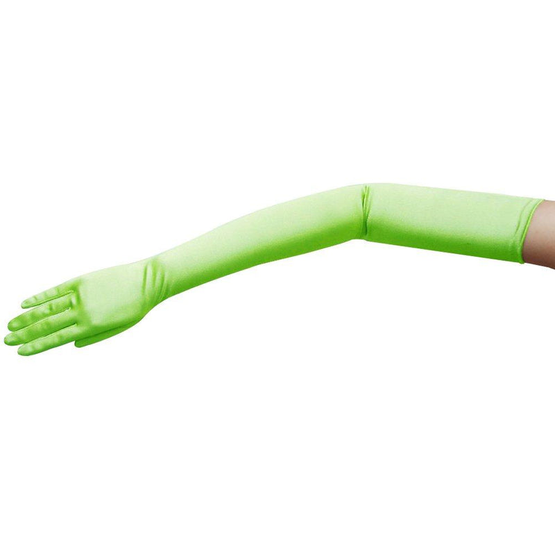 [Australia] - ZAZA BRIDAL 23.5" Long Shiny Stretch Satin Dress Gloves Opera Length 16BL Lime Green 