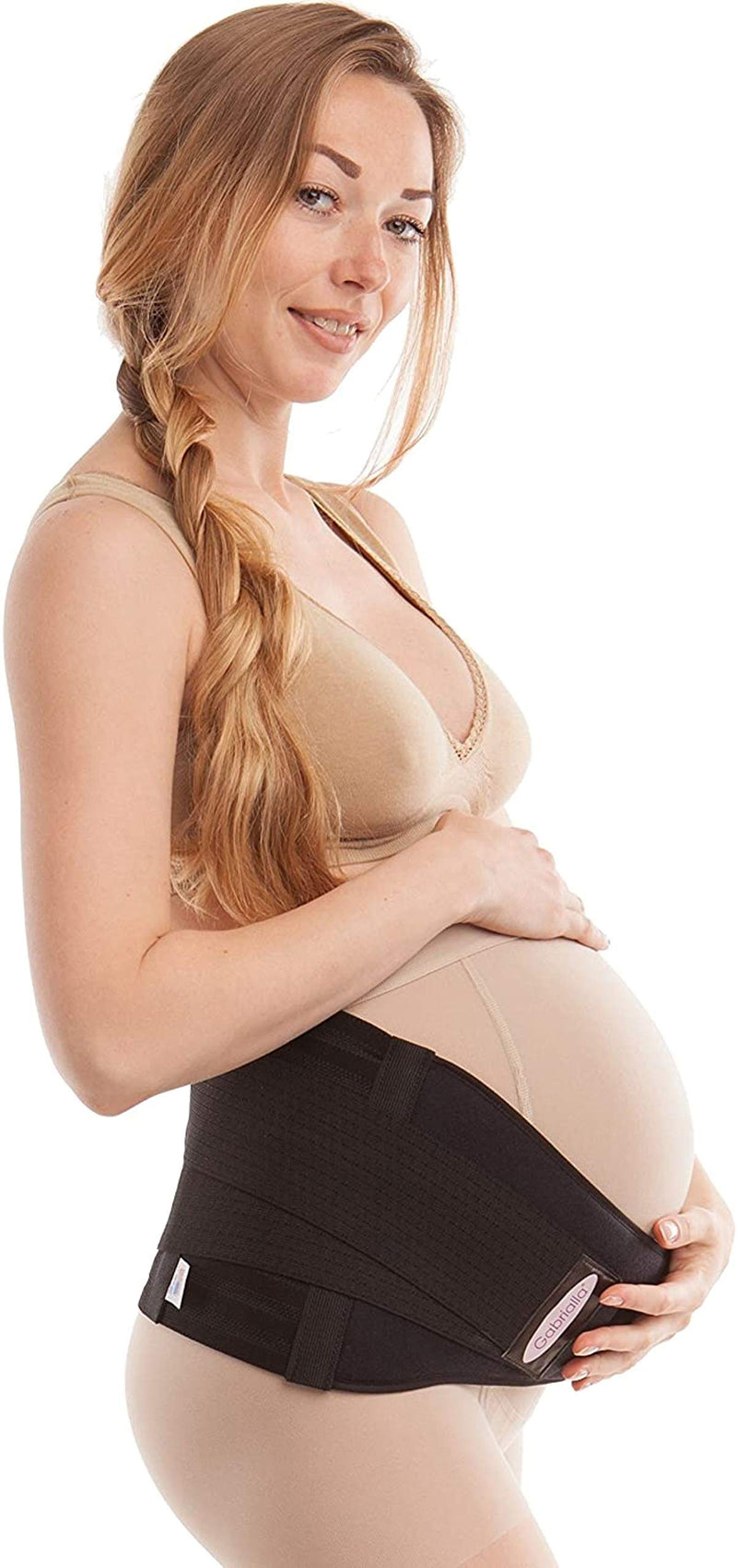 [Australia] - GABRIALLA Strong Back and Belly Support Belt for Twin Pregnancy, Helps Prevent Stretch Marks and Reduce Lower Back Pain, Baby-Safe Design, Soft and Gentle on the Skin, MS-99 Comfortable Belly Band Black Large (Pack of 1) 
