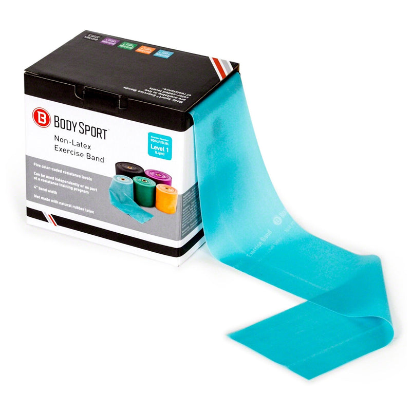 [Australia] - Body Sport Exercise Bands - 25 yd. Roll of Special Resistance Bands for Stretching, Fitness or Physical Therapy, Non-Latex Light Blue 